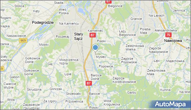 mapa Myślec, Myślec na mapie Targeo